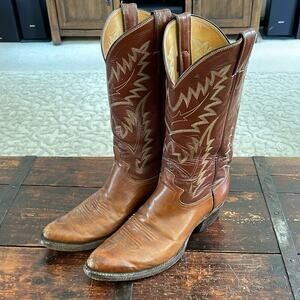 Men's Justin Brown Two-Tone Leather Western Boots 2450 Size 8.5
